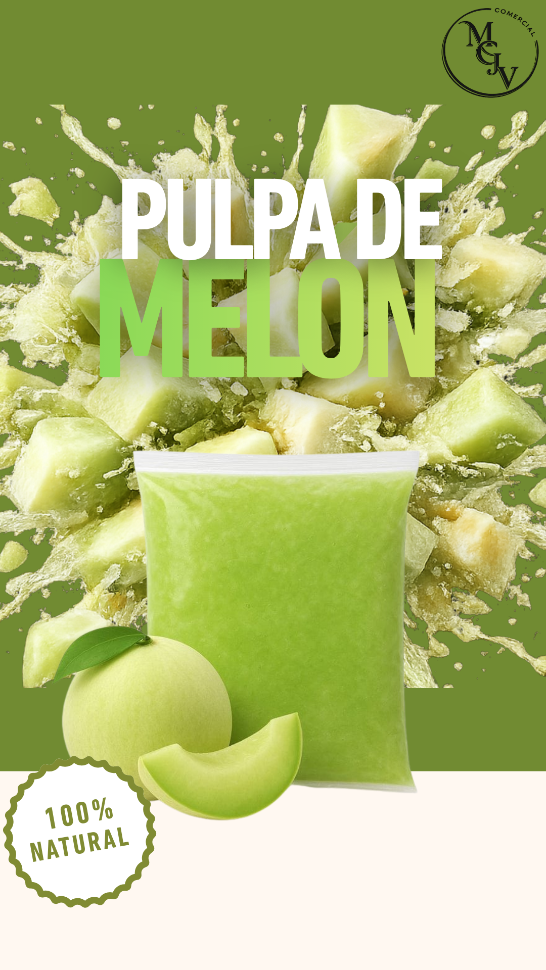 Pulpa De Melón Tuna Congelado 1kg-3kg-5kg