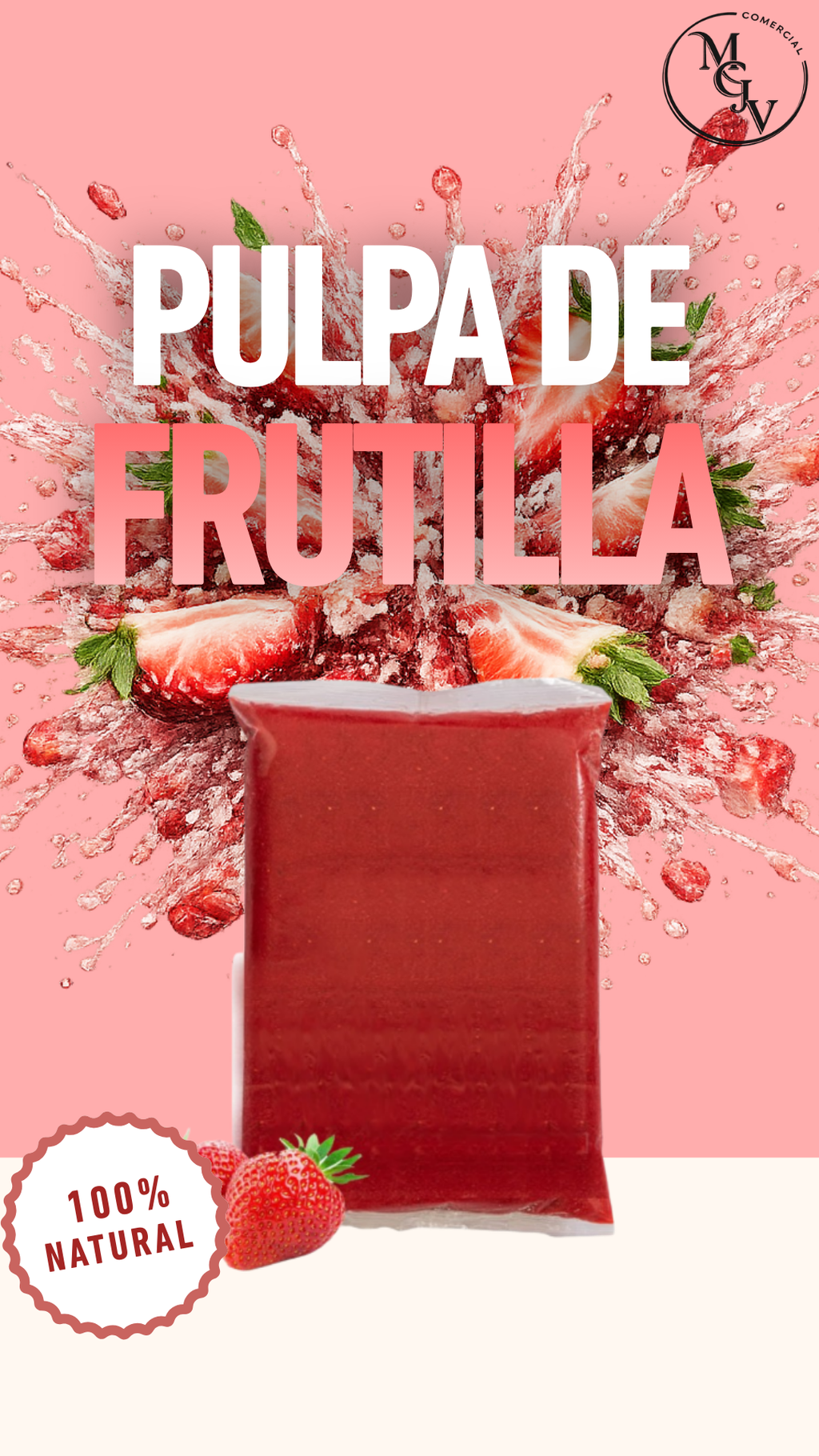 Pulpa De Frutilla Congelada 1kg-3kg-5kg